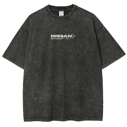 Vintage Sports Car Graphic Washed Denim T-Shirt(14 Pack)
