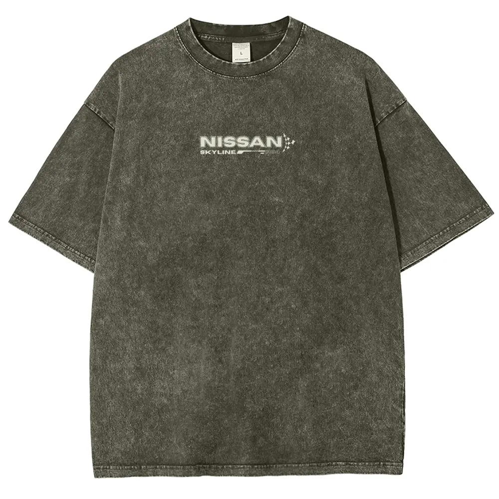 Vintage Sports Car Graphic Washed Denim T-Shirt(14 Pack)