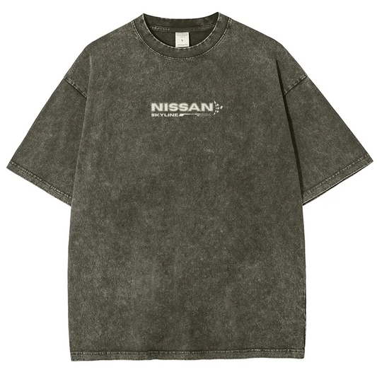 Vintage Sports Car Graphic Washed Denim T-Shirt(14 Pack)