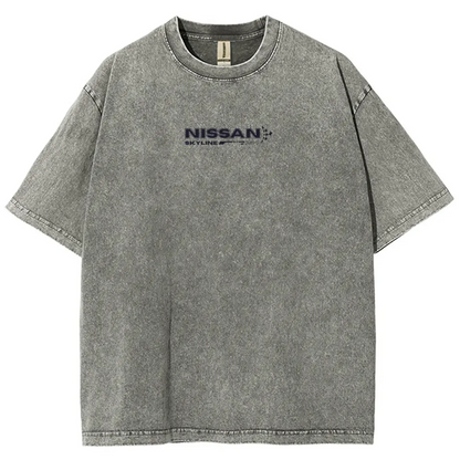 Vintage Sports Car Graphic Washed Denim T-Shirt(14 Pack)
