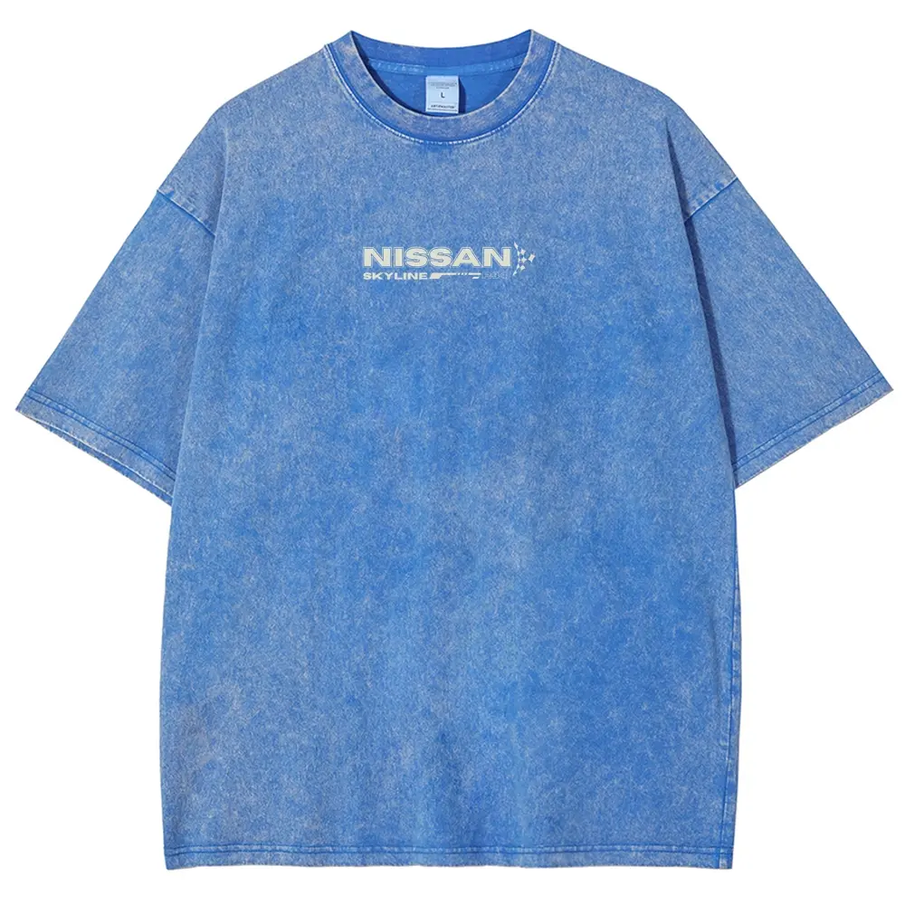 Vintage Sports Car Graphic Washed Denim T-Shirt(14 Pack)