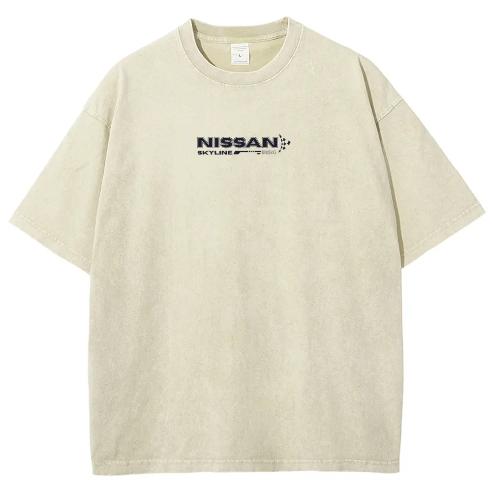 Vintage Sports Car Graphic Washed Denim T-Shirt(14 Pack)