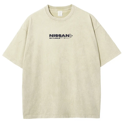 Vintage Sports Car Graphic Washed Denim T-Shirt(14 Pack)