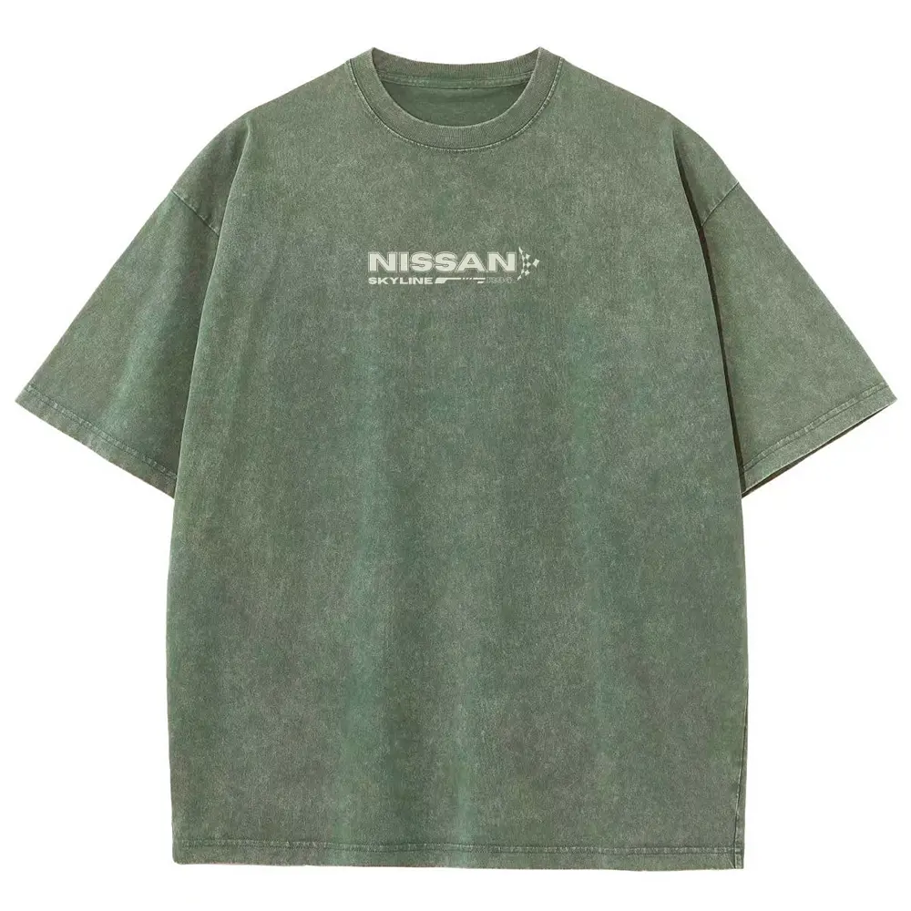 Vintage Sports Car Graphic Washed Denim T-Shirt(14 Pack)