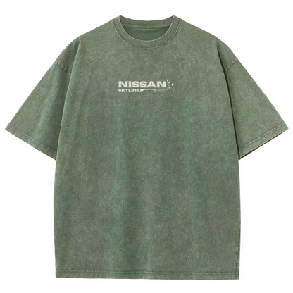 Vintage Sports Car Graphic Washed Denim T-Shirt(14 Pack)