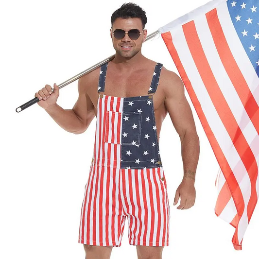 4th of July American Flag Overalls for Men and Women