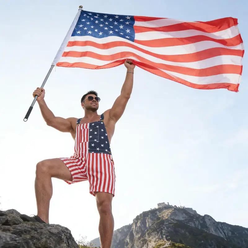 4th of July American Flag Overalls for Men and Women