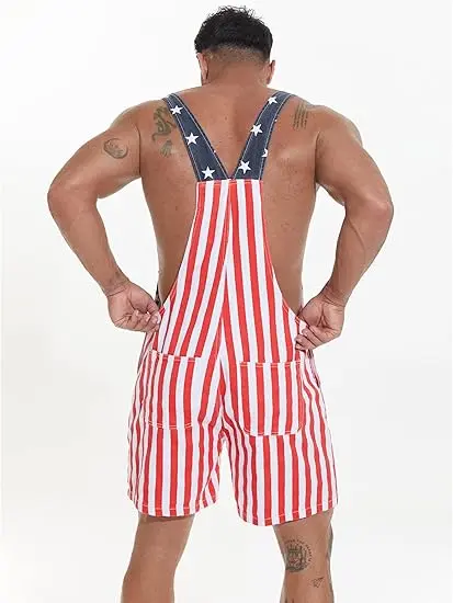 4th of July American Flag Overalls for Men and Women