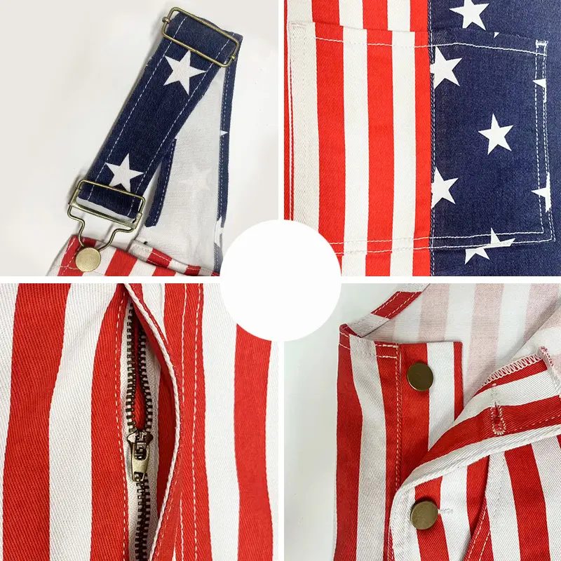 4th of July American Flag Overalls for Men and Women
