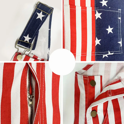 4th of July American Flag Overalls for Men and Women