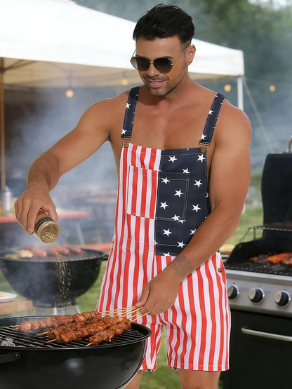 4th of July American Flag Overalls for Men and Women