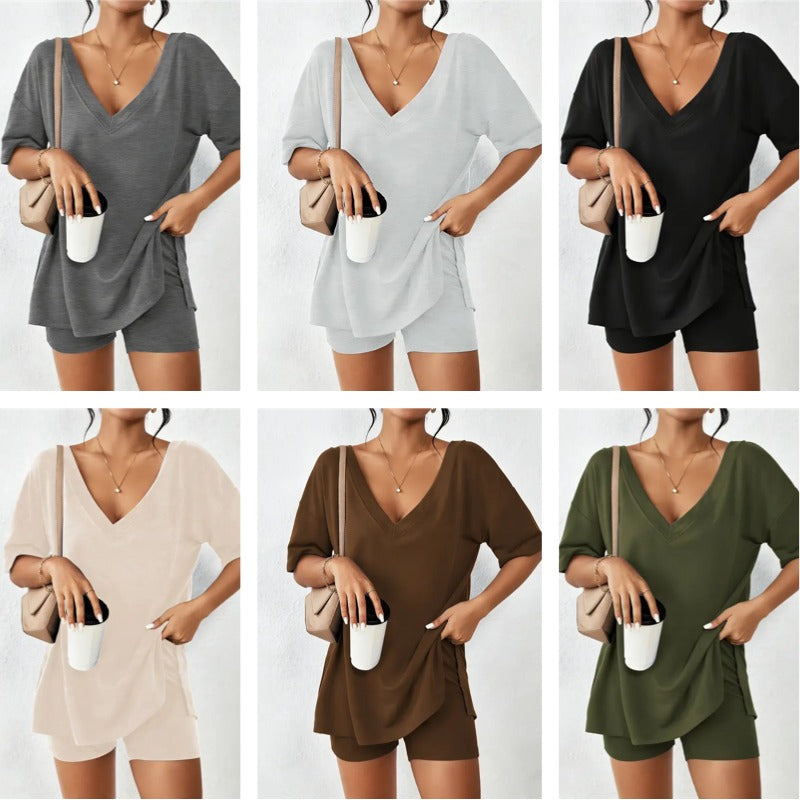 V-neck Two-Piece Comfy Clothes Set For Women(6-Pack)