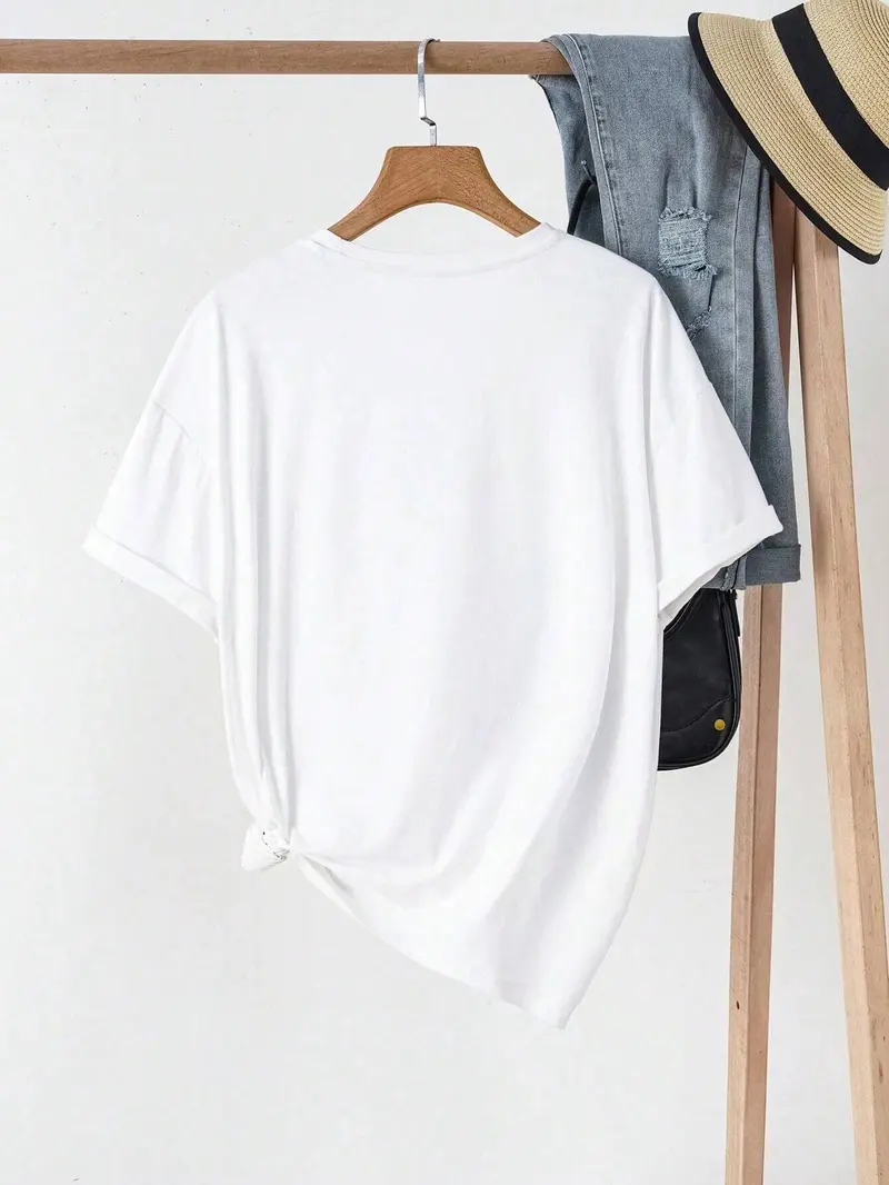 Limited Time Deal Women's Loose Fit Solid Color Round Neck Short Sleeve T-Shirts(7-Pack)