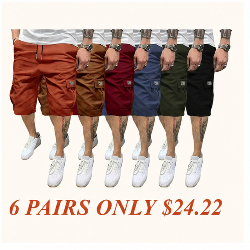 Men's Shorts Set - Slanted Pockets - Versatile Casual Wear