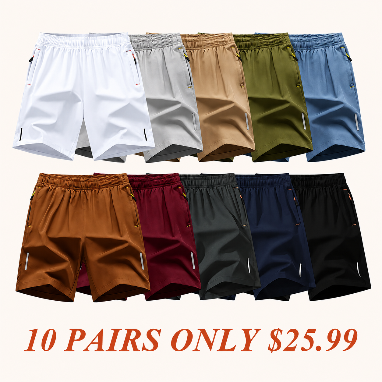 Men's Quick-Dry Athletic Shorts(10 Pack)