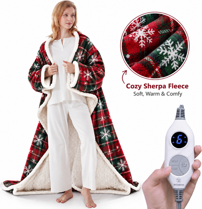 🔥 BESTSELLER | 6PCS $24.99 |🔥Wearable Heated Blanket with Foot Pocket Sherpa🔥Overheat Protection & Auto Shut-Off