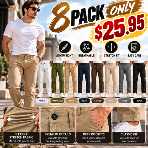 💥 Huge Fall Savings 🔥 8-Pack  Only $25.95🔥Men's Golf Stretch Straight Pants