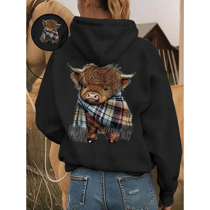 🔥 BESTSELLER | 8PCS $25.99 |🐮Cute Highland Cow Cozy Fleece-Lined Hooded Sweatshirt