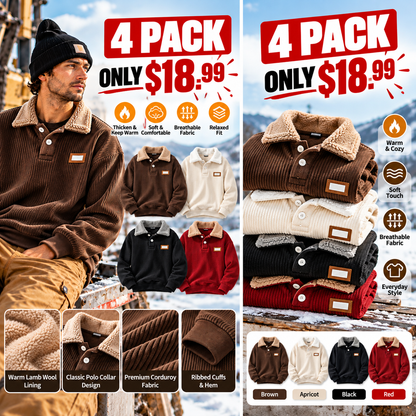 Corduroy Polo collar sweater couple