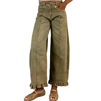 🔥Women'S Barrel Jeans - 2026 Y2K Casual Cute Soft Lightweight Ruffle Patchwork Baggy Boyfriend Denim Pants