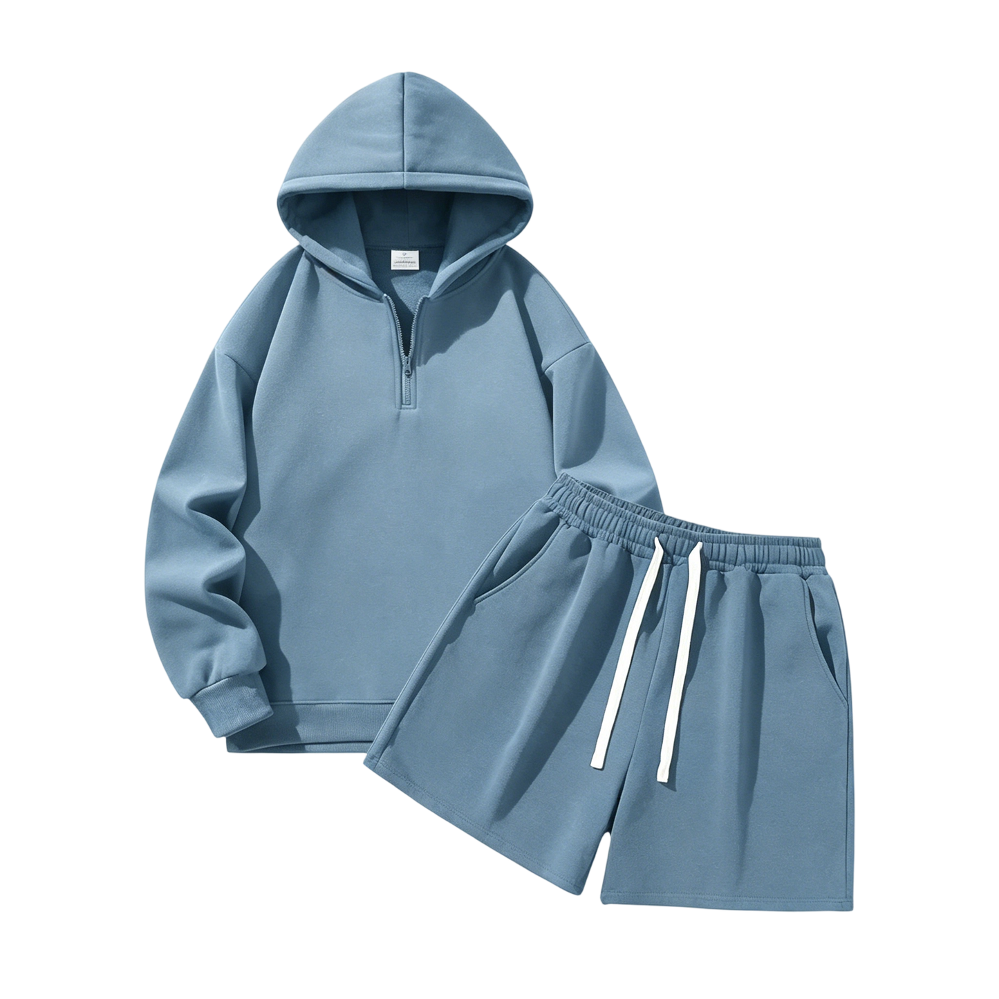 Men's Half-Zip Hoodie with Shorts Two-Piece Set