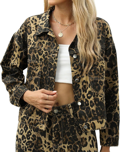🔥Last day promotion⏰—Womens Washed Crop Denim Jacket With Pockets