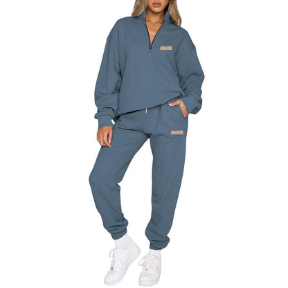 🔥 BESTSELLER | 8PCS $24.63 |Women's Oversized Half-Zip 2-Piece Jogger Set