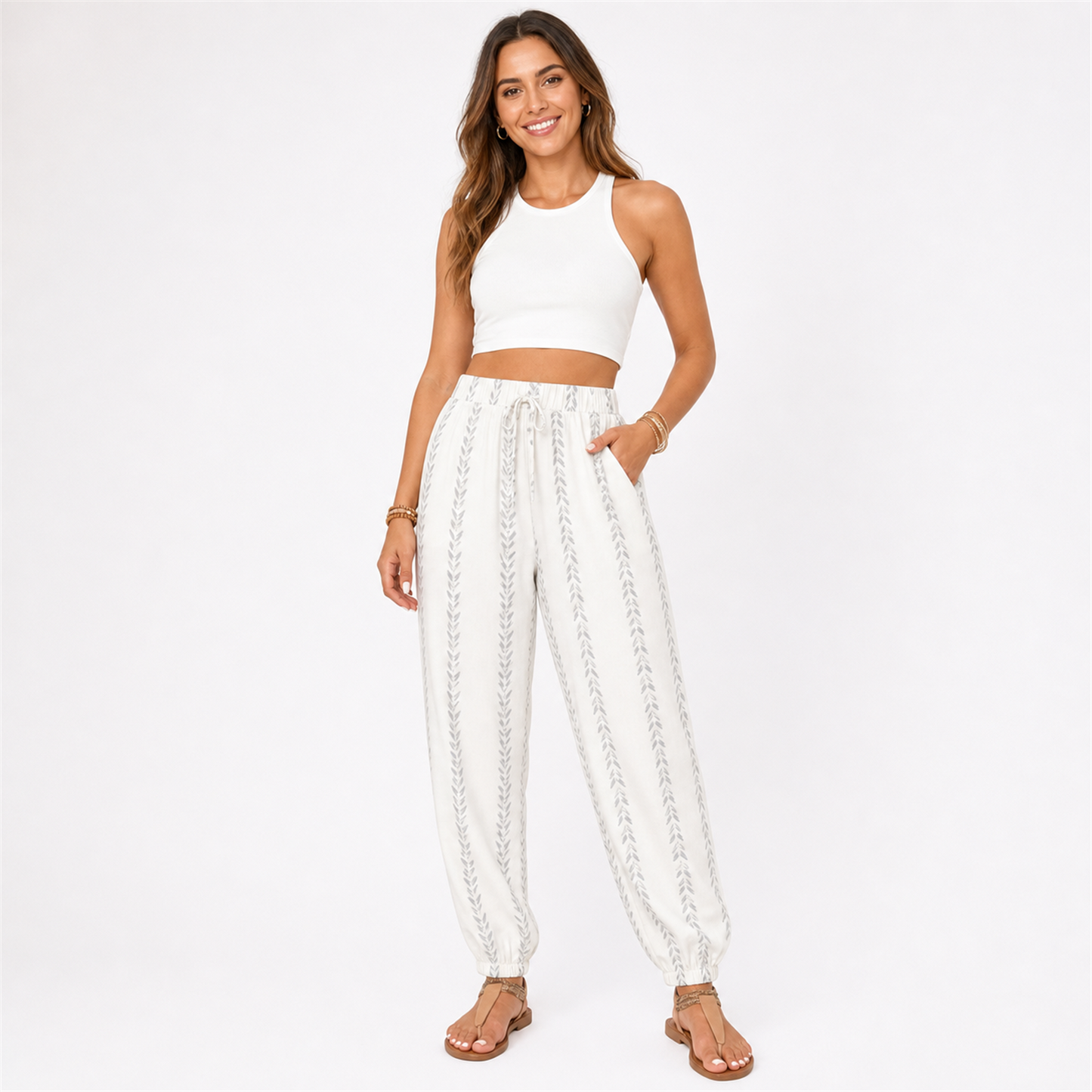 ⚡FINAL SALE⚡-Plus Size Striped Lightweight Pants, Casual Loose Trousers for Daily Wear