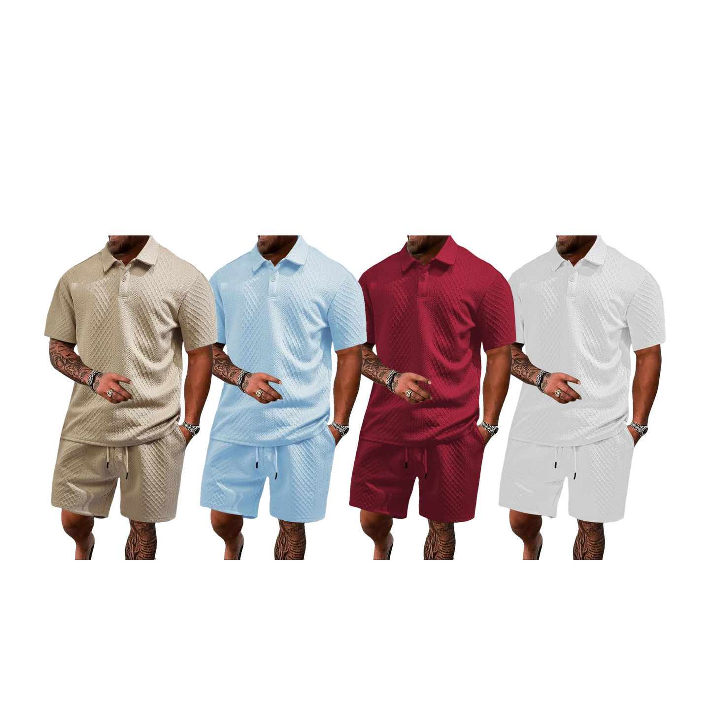 Men's Solid Polo Shirt Sets