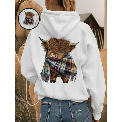 🔥 BESTSELLER | 8PCS $25.99 |🐮Cute Highland Cow Cozy Fleece-Lined Hooded Sweatshirt