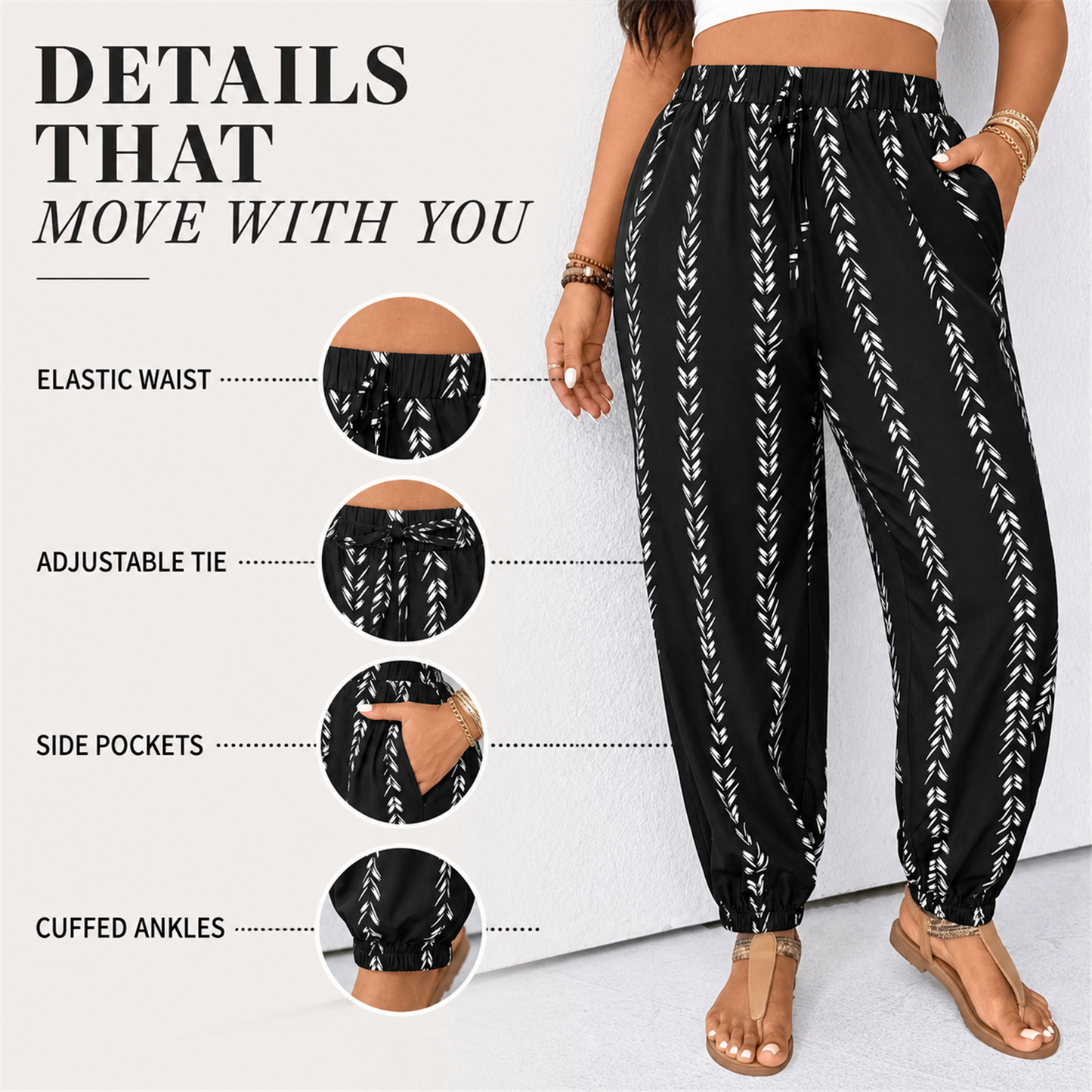 ⚡FINAL SALE⚡-Plus Size Striped Lightweight Pants, Casual Loose Trousers for Daily Wear