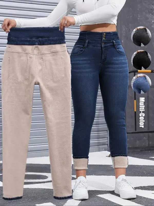 🔥Last Day 89% OFF🔥Women's High Elasticity Fleece Lined Thick Denim Jeans
