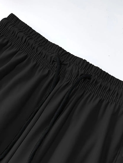 Women's Capris Pants - Loose Fit, Summer Drawstring Waist, Zippered Pockets, Breathable High-Stretch Fabric, Suitable for Everyday Wear