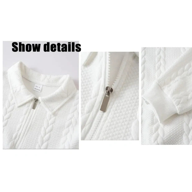 🔥 BESTSELLER | 8PCS $24.99 |Men's Fall Winter Outfits Knitted Polo Neck Long Sleeve Sweatshirt for Daliy Wear