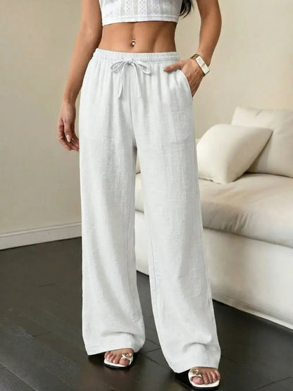 Casual waist-cinching pants suitable for couples and unisex wear, ideal for all seasons; versatile and easy to pair