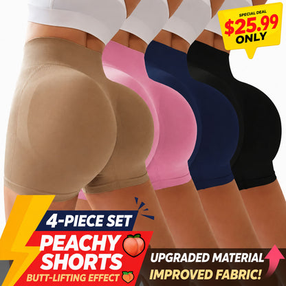 High Waist Tummy Control Side-Ribbed Butt-Lifting Seamless Knitted Shorts(4-Pieces)