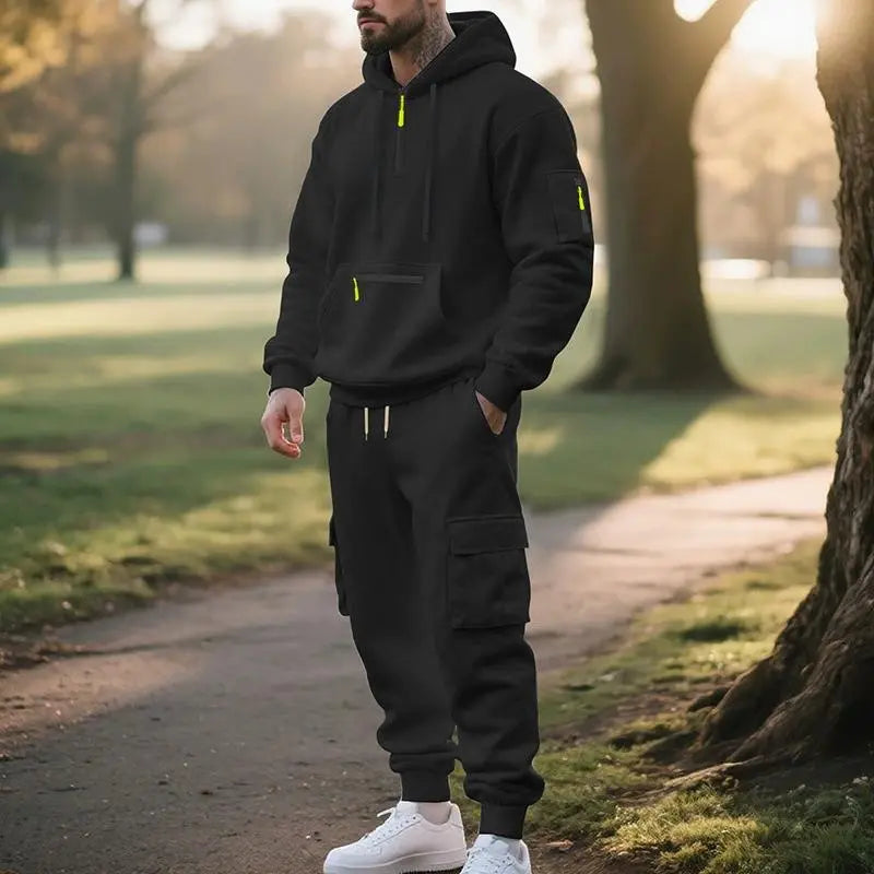 Men's  Hoodie & Cargo Pants Tracksuit Set