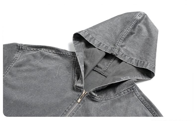 Washed Half-Zip Hooded Pullover