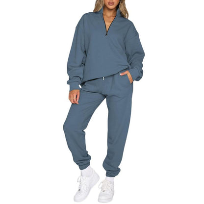 🔥 BESTSELLER | 8PCS $24.63 |Women's Oversized Half-Zip 2-Piece Jogger Set