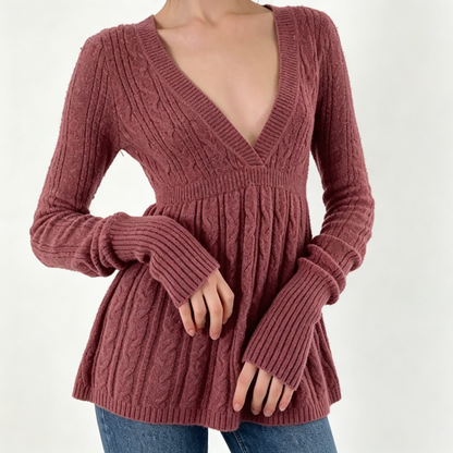 ⚡FINAL SALE-Women's Soft Long Sleeve V-neck High Waist Knitwear