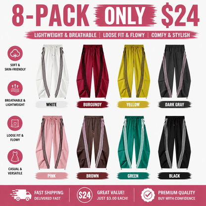 Flooo Loose Wide Leg Striped Track Pants