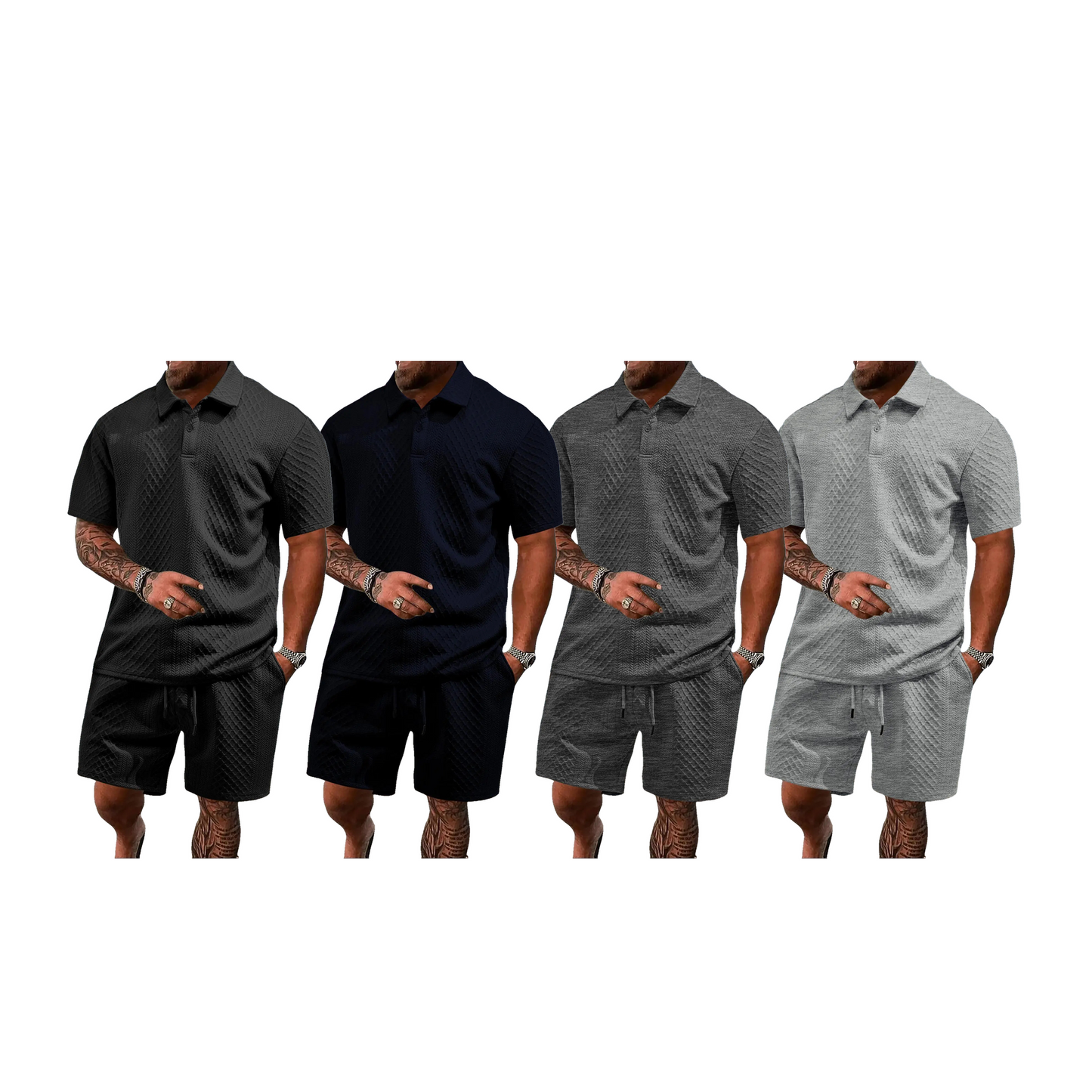 Men's Solid Polo Shirt Sets