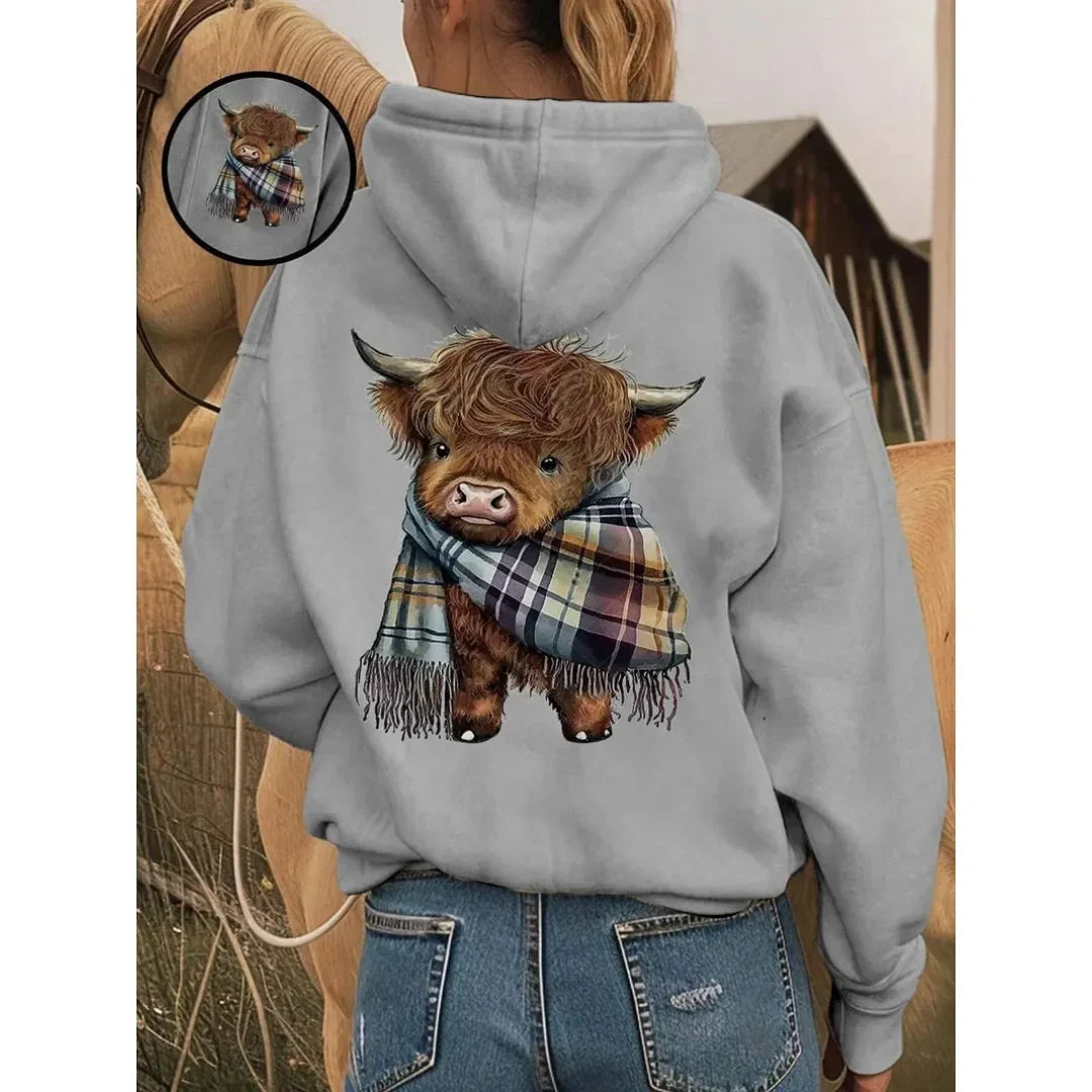 🔥 BESTSELLER | 8PCS $25.99 |🐮Cute Highland Cow Cozy Fleece-Lined Hooded Sweatshirt