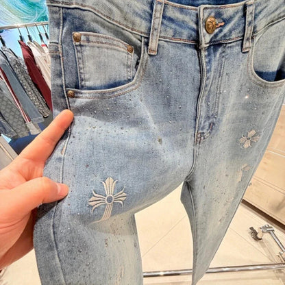 Cross Rhinestone Jeans