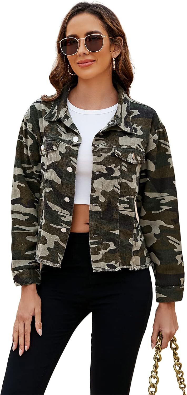🔥Last day promotion⏰—Womens Washed Crop Denim Jacket With Pockets
