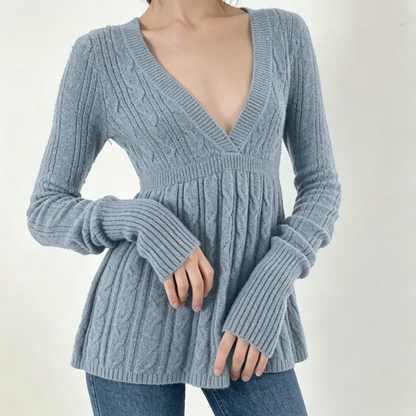 ⚡FINAL SALE-Women's Soft Long Sleeve V-neck High Waist Knitwear