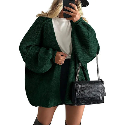 Women's Oversized Cardigan Sweater Fall Long Lantern Sleeve Knit Open Front Lightweight Sweater Knitwear Tops