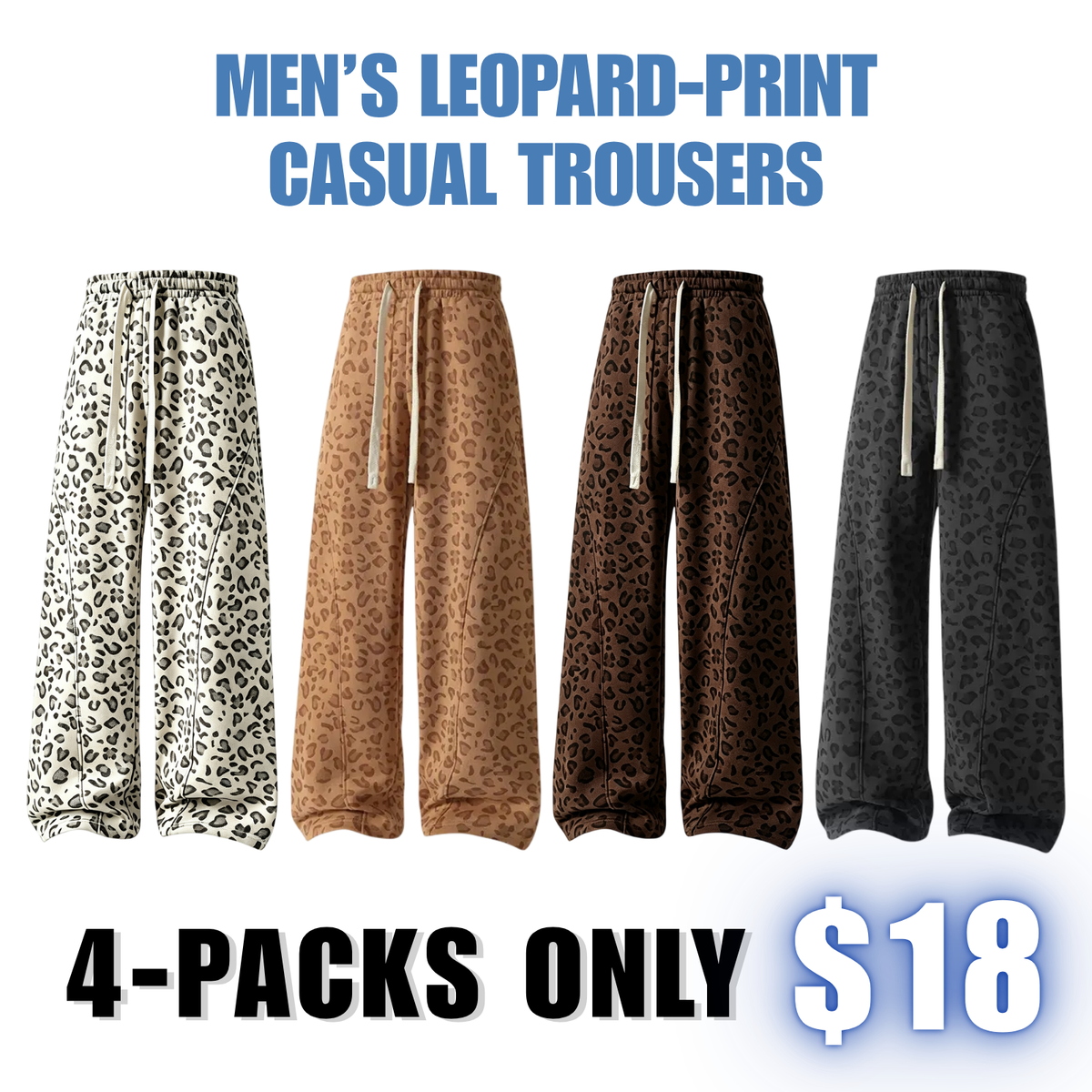 Men’s leopard-print casual trousers