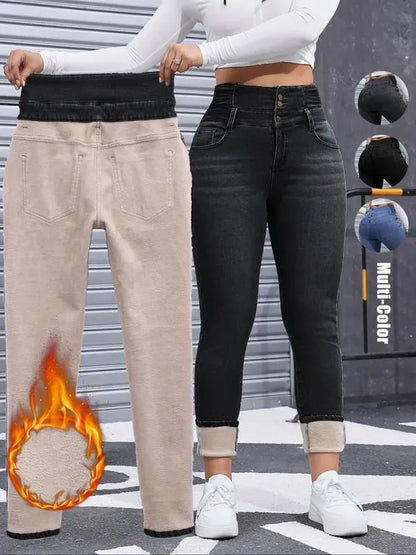 🔥Last Day 89% OFF🔥Women's High Elasticity Fleece Lined Thick Denim Jeans