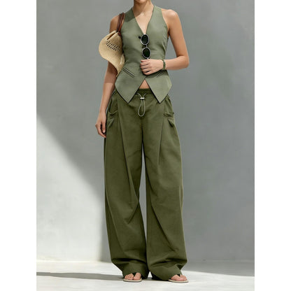Hiphop Cool Girl Style Pleated Cuffed Lantern Pants